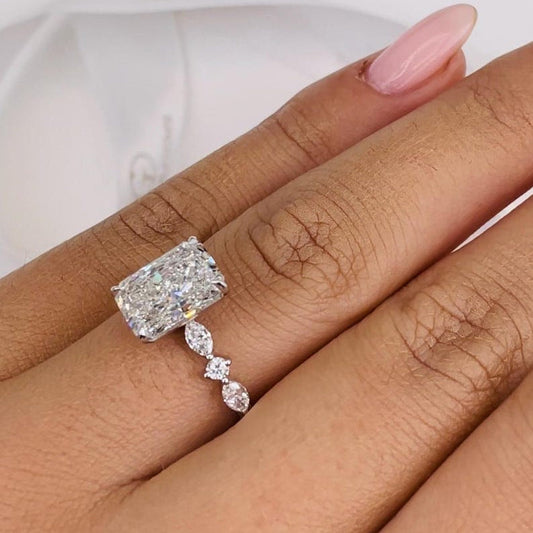 2.5 CT Radiant Pave Moissanite Engagement Ring