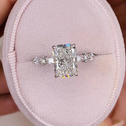 2.5 CT Radiant Pave Moissanite Engagement Ring