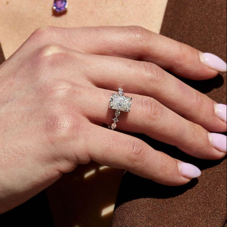 2.5 CT Radiant Pave Moissanite Engagement Ring