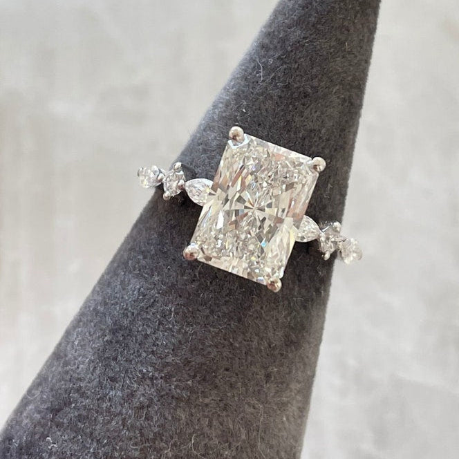 2.5 CT Radiant Pave Moissanite Engagement Ring