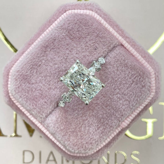 2.5 CT Radiant Pave Moissanite Engagement Ring