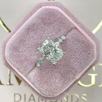 2.5 CT Radiant Pave Moissanite Engagement Ring