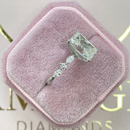 2.5 CT Radiant Pave Moissanite Engagement Ring