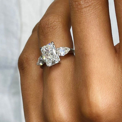 2 CT Radiant Three Stone Moissanite Engagement Ring