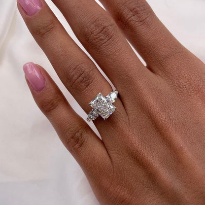 2 CT Radiant Three Stone Moissanite Engagement Ring