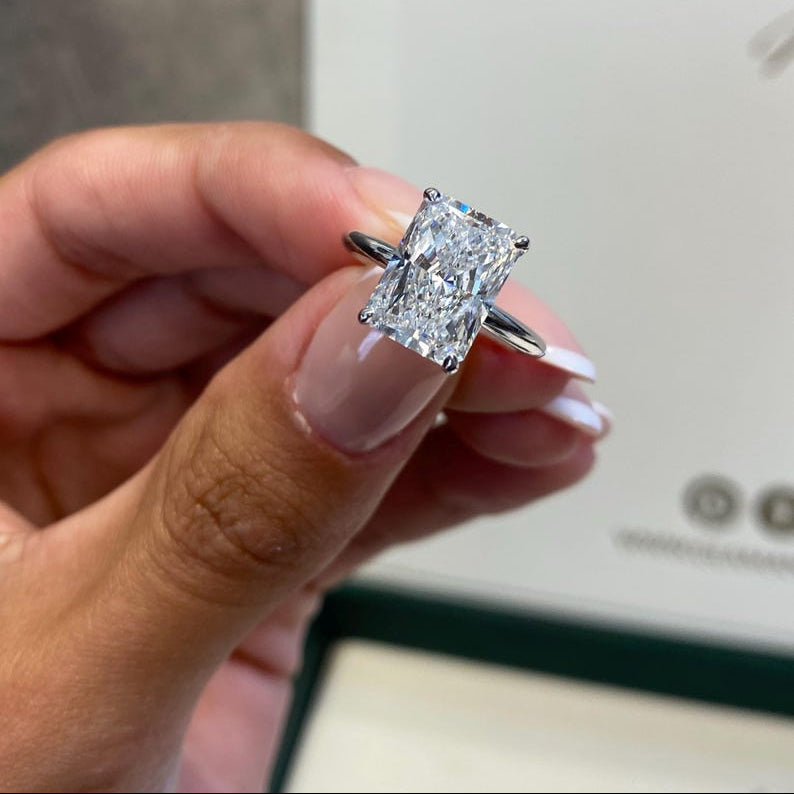 4 CT Radiant Solitaire Moissanite Engagement Ring