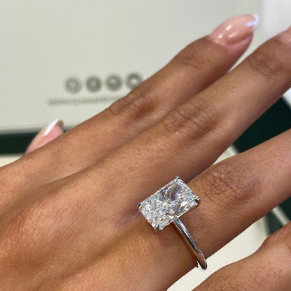 4 CT Radiant Solitaire Moissanite Engagement Ring