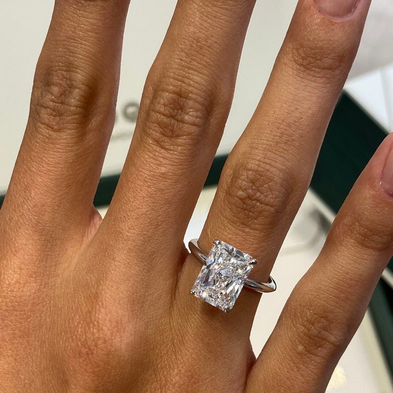 4 CT Radiant Solitaire Moissanite Engagement Ring