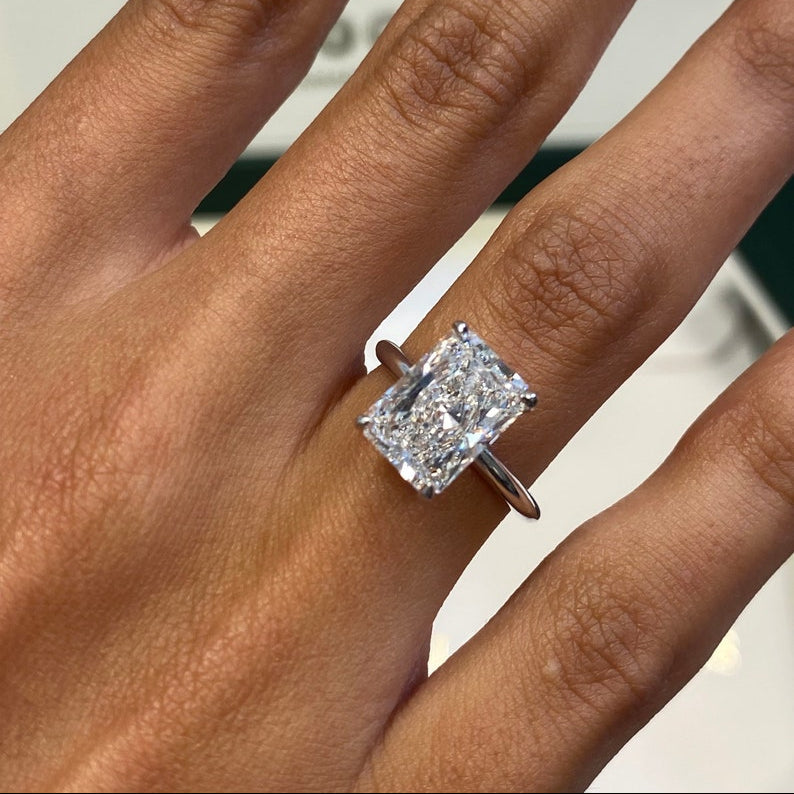 4 CT Radiant Solitaire Moissanite Engagement Ring