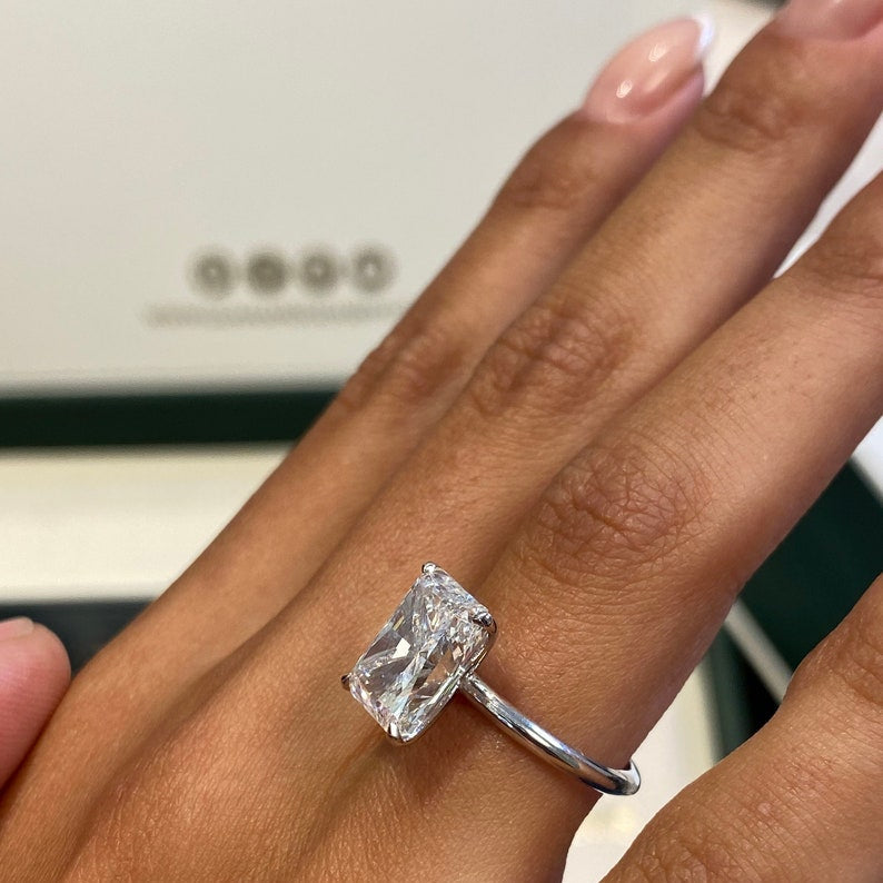 4 CT Radiant Solitaire Moissanite Engagement Ring