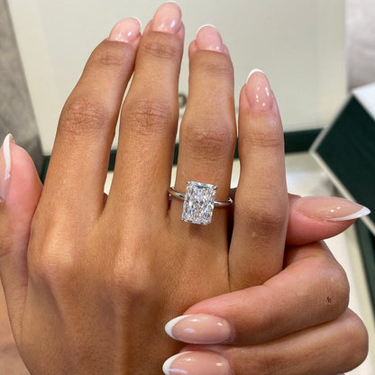 4 CT Radiant Solitaire Moissanite Engagement Ring
