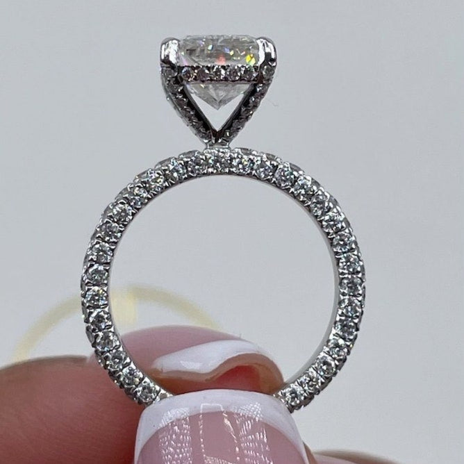 2 CT Radiant Pave Moissanite Engagement Ring