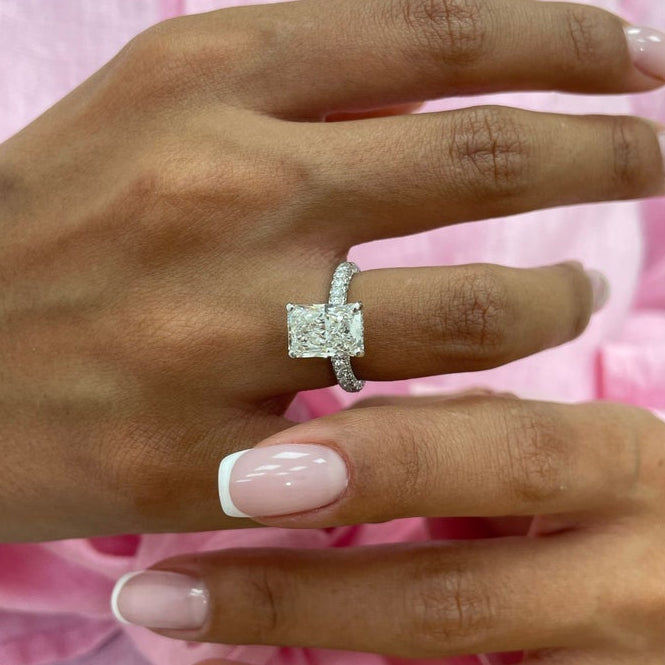 2 CT Radiant Pave Moissanite Engagement Ring