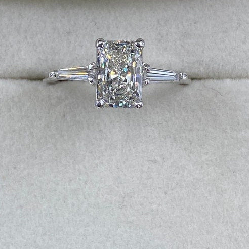 1 CT Radiant Three Stone Moissanite Engagement Ring
