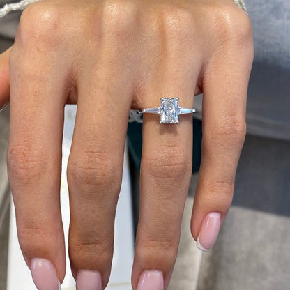1 CT Radiant Three Stone Moissanite Engagement Ring