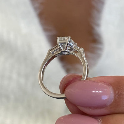 1 CT Radiant Three Stone Moissanite Engagement Ring