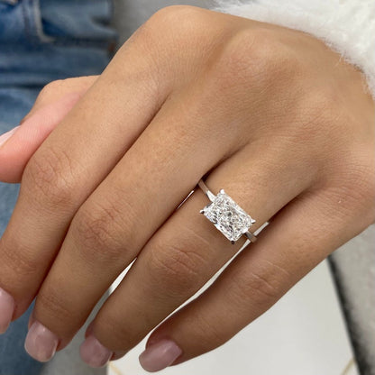 2 CT Radiant Hidden Halo Moissanite Engagement Ring