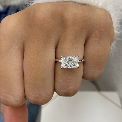 2 CT Radiant Hidden Halo Moissanite Engagement Ring