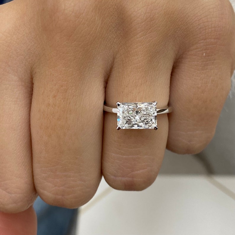 2 CT Radiant Hidden Halo Moissanite Engagement Ring