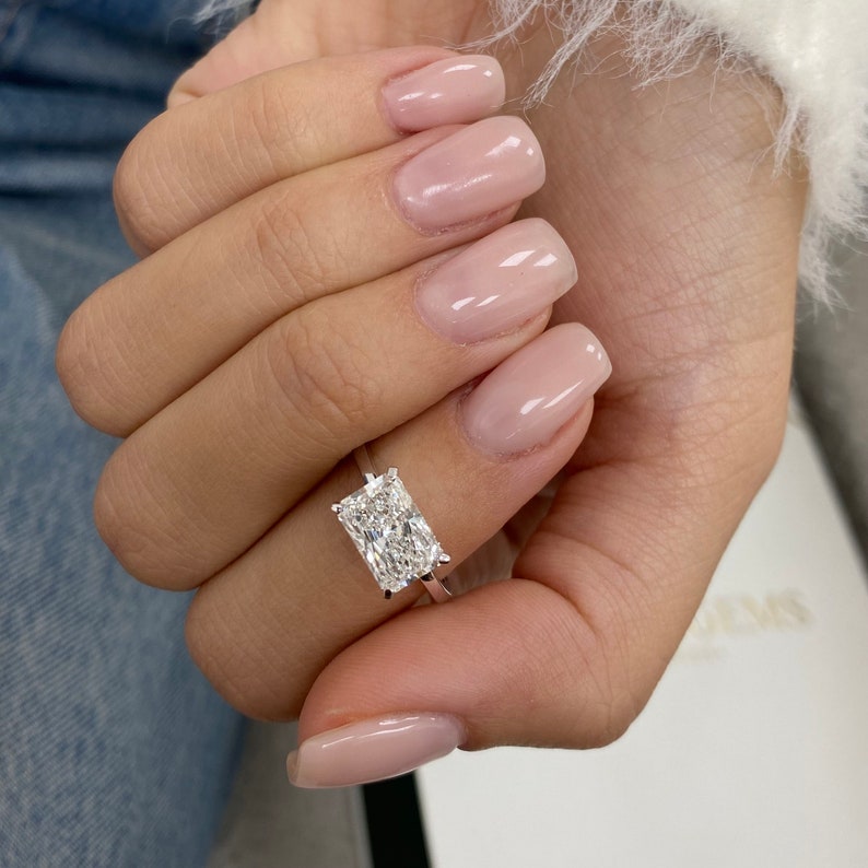 2 CT Radiant Hidden Halo Moissanite Engagement Ring