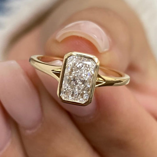 2 CT Radiant Bezel Moissanite Engagement Ring