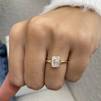2 CT Radiant Bezel Moissanite Engagement Ring