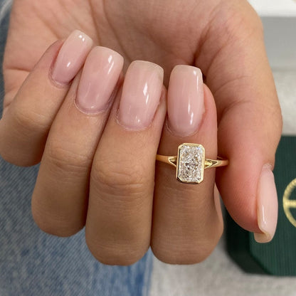 2 CT Radiant Bezel Moissanite Engagement Ring