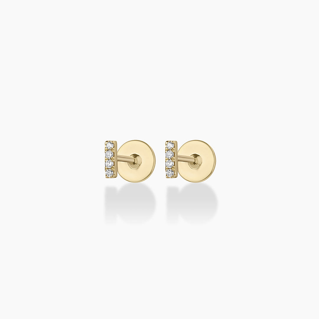 0.016 TCW Round Moissanite Diamond Bar Stud Earrings