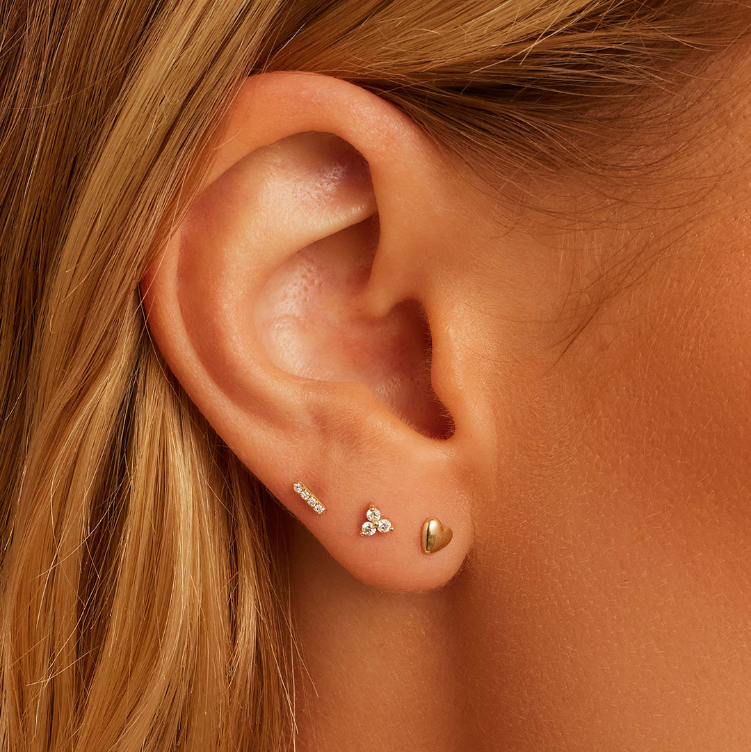 0.016 TCW Round Moissanite Diamond Bar Stud Earrings