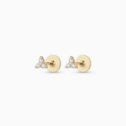 0.078 TCW Round Moissanite Three Stone Stud Earrings