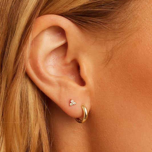0.078 TCW Round Moissanite Three Stone Stud Earrings