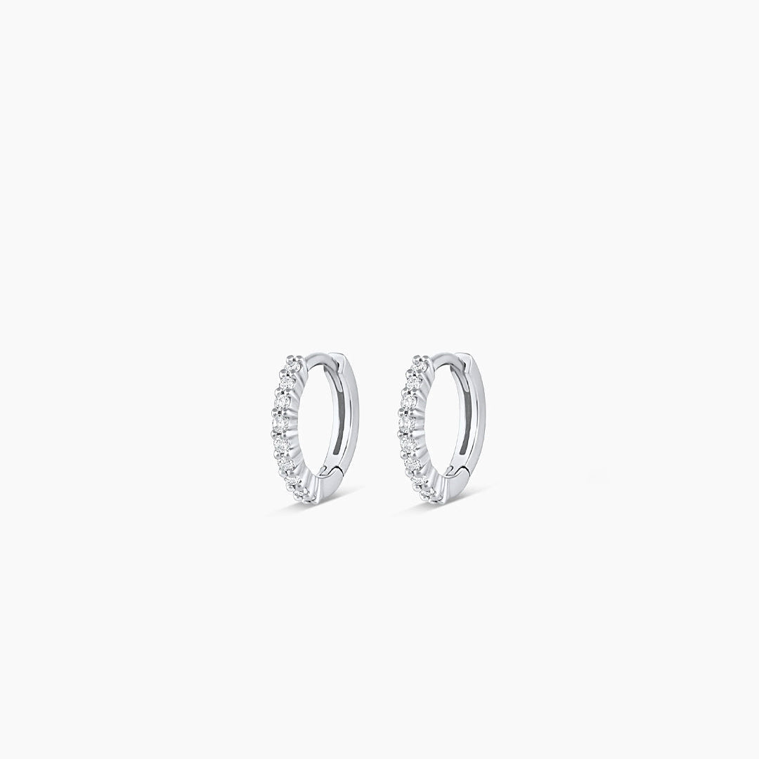 0.09 TCW Round Moissanite Huggies Earrings