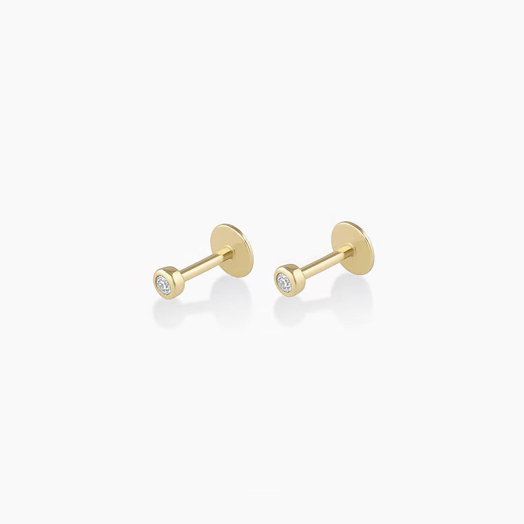 0.06 TCW Round Moissanite Solitaire Bezel Stud Earrings
