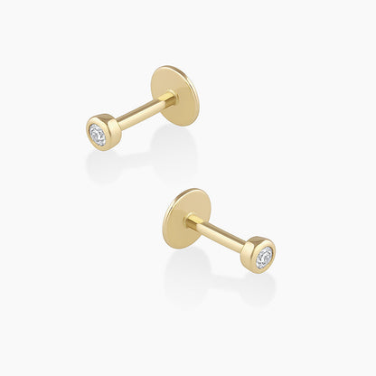 0.06 TCW Round Moissanite Solitaire Bezel Stud Earrings