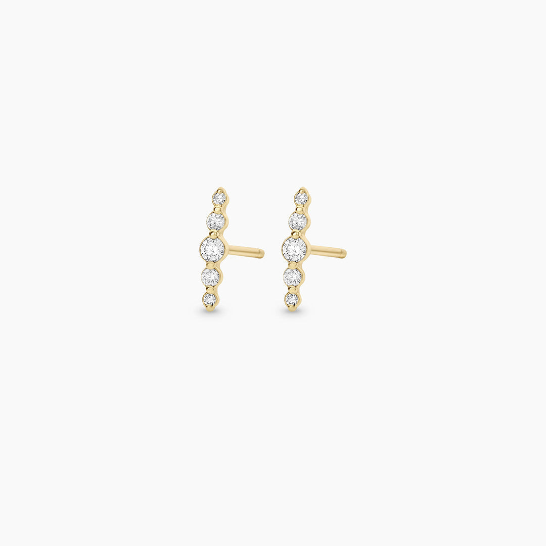 0.1224 TCW Round Moissanite Bar Stud Earrings