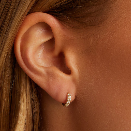 0.10 TCW Round Moissanite Huggies Earrings