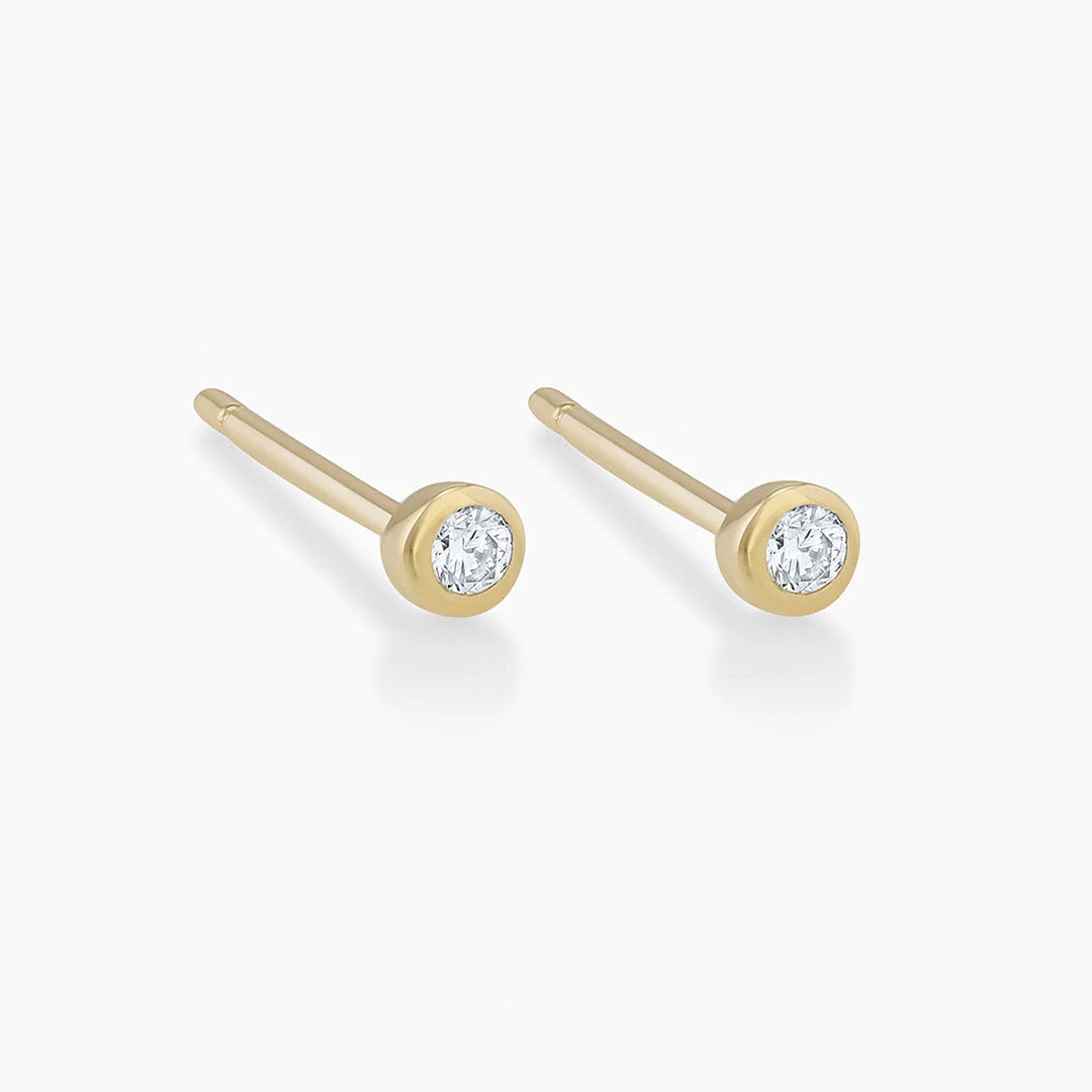 0.06 TCW Round Moissanite Solitaire Bezel Stud Earrings