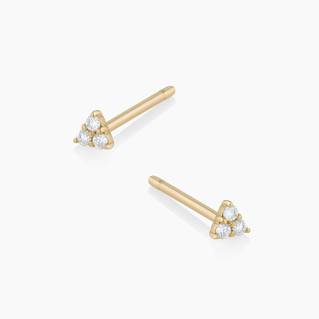 0.04 TCW Round Moissanite Three Stone Stud Earrings