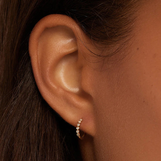 0.098 TCW Round Moissanite Huggies Earrings