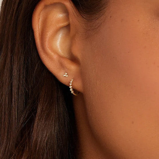 0.098 TCW Round Moissanite Huggies Earrings