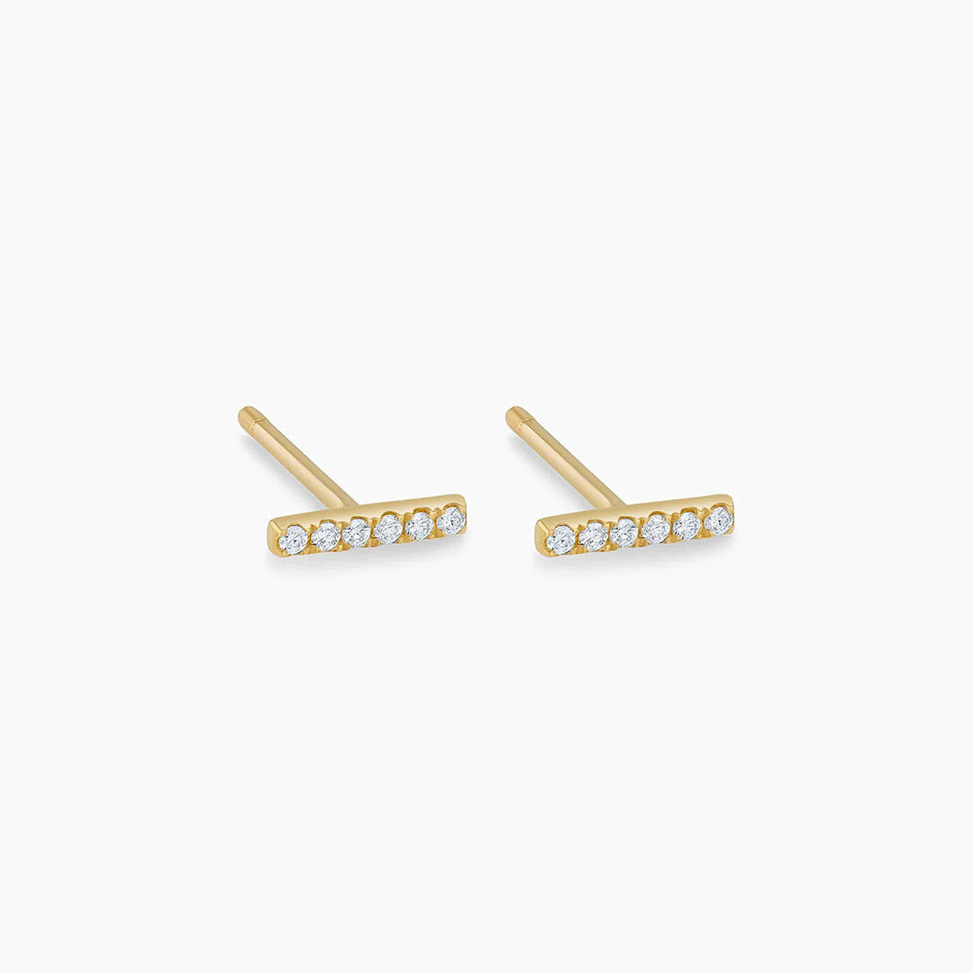 0.072 TCW Round Moissanite Bar Stud Earrings