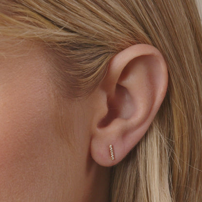 0.072 TCW Round Moissanite Bar Stud Earrings