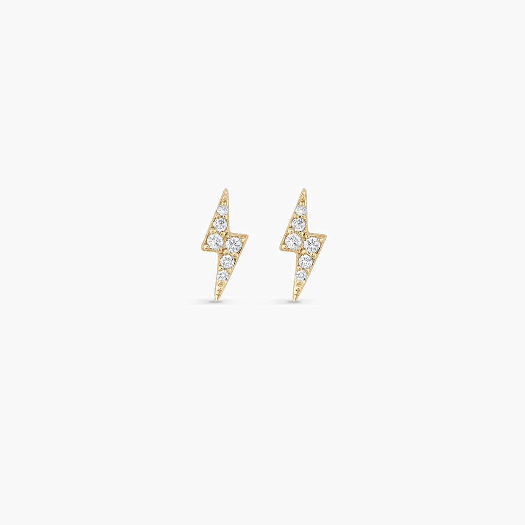 0.052 TCW Round Moissanite Lightning Bolt Stud Earrings