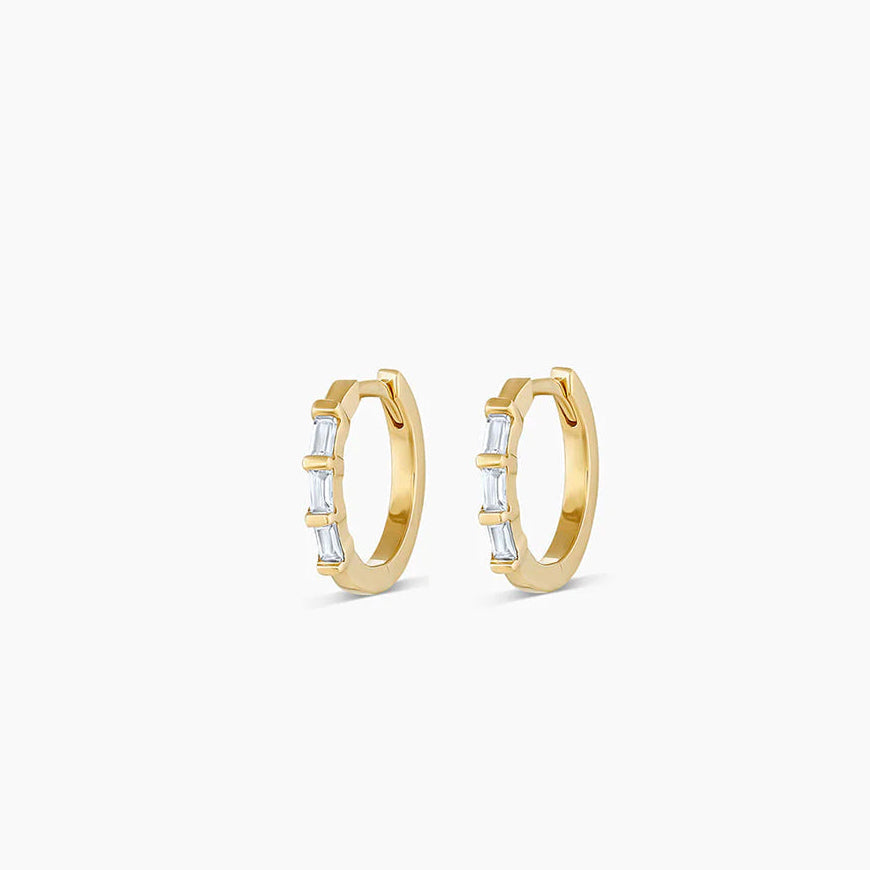 0.8 TCW Baguette Moissanite Huggies Earrings