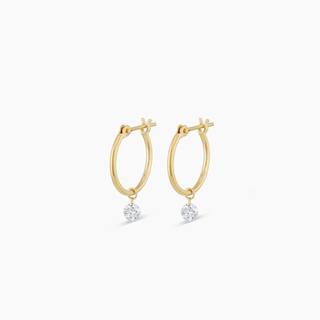 0.14 TCW Round Moissanite Drop Huggies Earrings