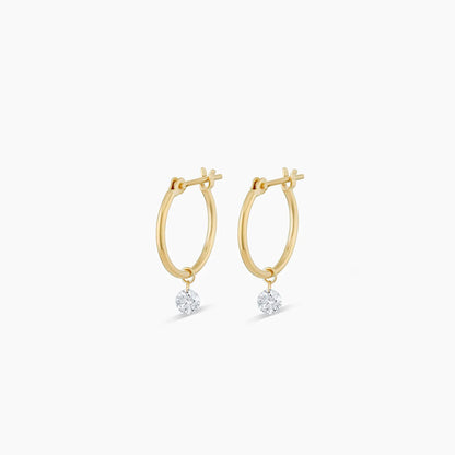 0.14 TCW Round Moissanite Drop Huggies Earrings