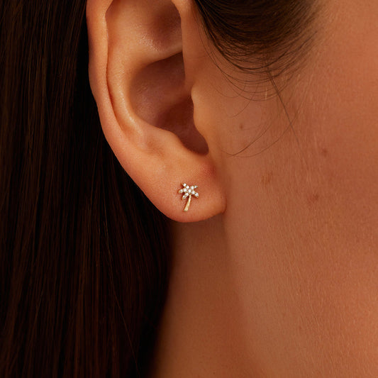 0.082 TCW Round Moissanite Palm Stud Earrings