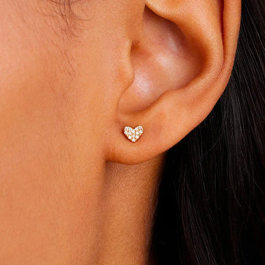 1.3 TCW Round Moissanite Heart Stud Earrings