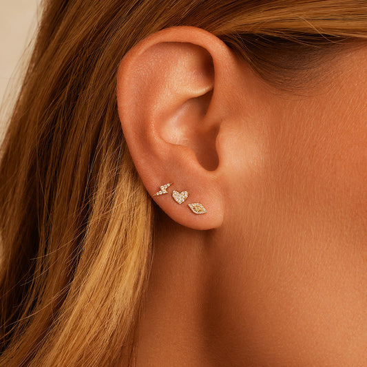 1.3 TCW Round Moissanite Heart Stud Earrings