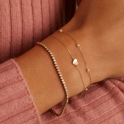 0.036 TCW Round Moissanite Heart Bracelet